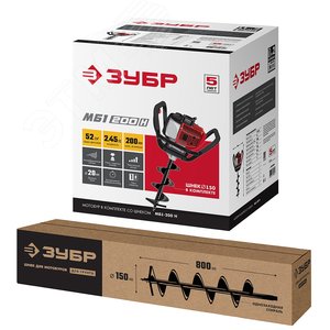 Мотобур (бензобур) со шнеком, d=60-200 мм, 52 см3 - фото 2