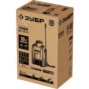 Опрыскиватель аккумуляторный 15 л бак, 1 АКБ (4Ач), 5 кг, Li-Ion 18В - фото 2