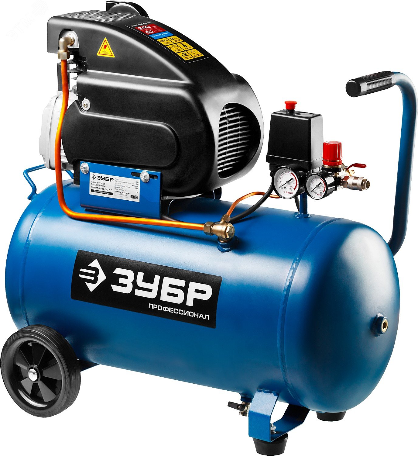 Изображение товара Профессиональный воздушный компрессор ЗУБР 240 л/мин 50 л 1500 Вт