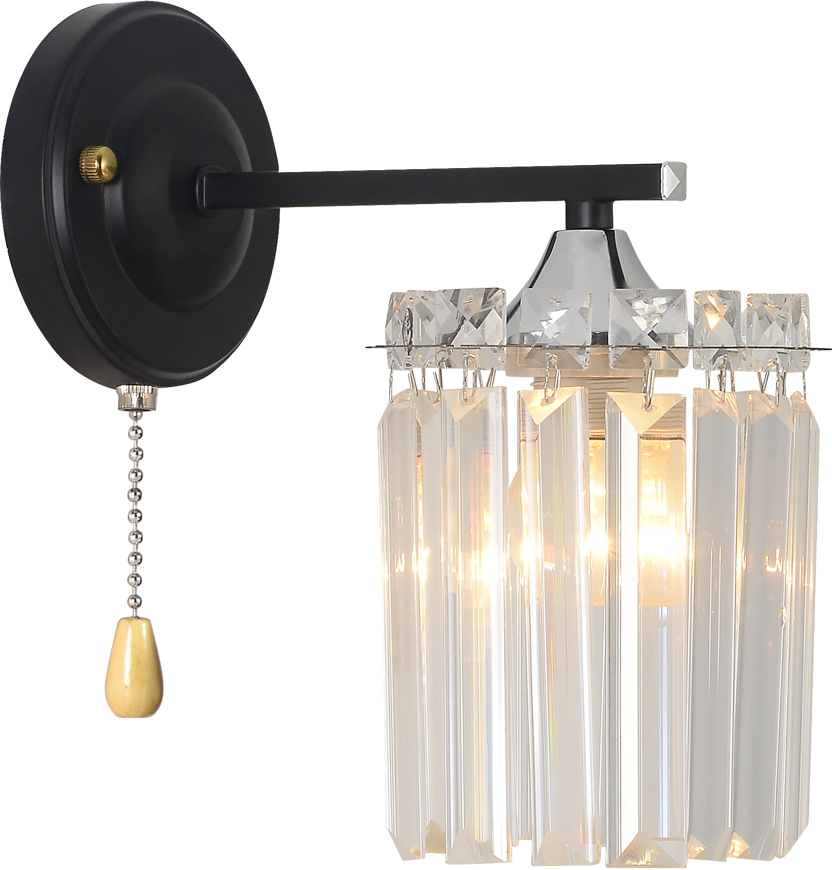 Светильник настенный (бра) с выключателем June 1062-401 1хЕ27 60 Вт хрусталь