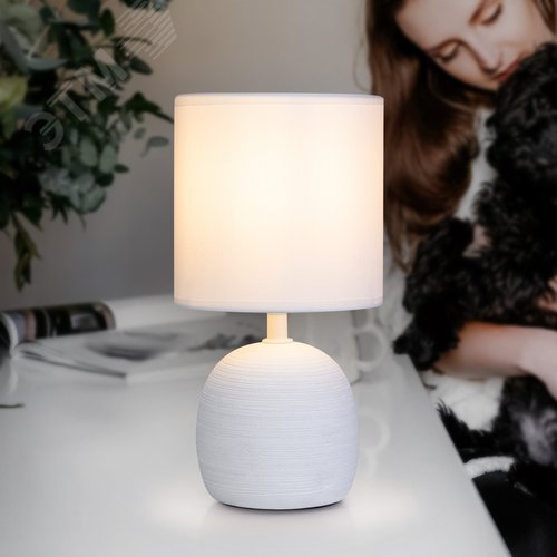 Лампа настольная Sheron 7044-502 1 х Е14 40 Вт керамика белая с абажуром - фото 7