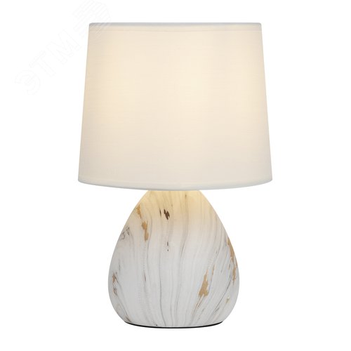 Изображение товара Лампа настольная Damaris D7037-501 х Е14 40 Вт керамика белая с золотом с абажуром (шт)