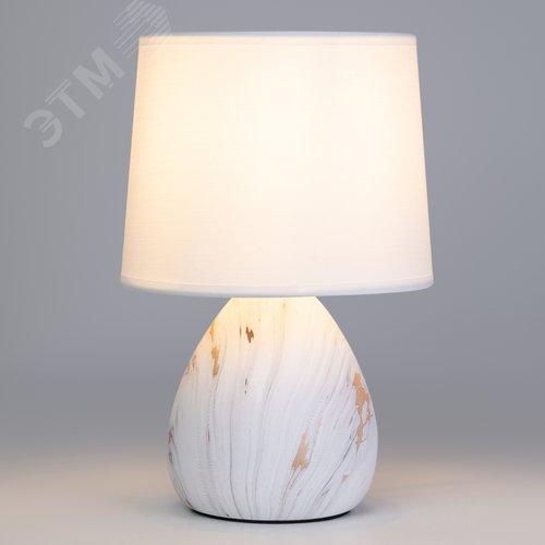 Лампа настольная Damaris D7037-501 х Е14 40 Вт керамика белая с золотом с абажуром - фото 2