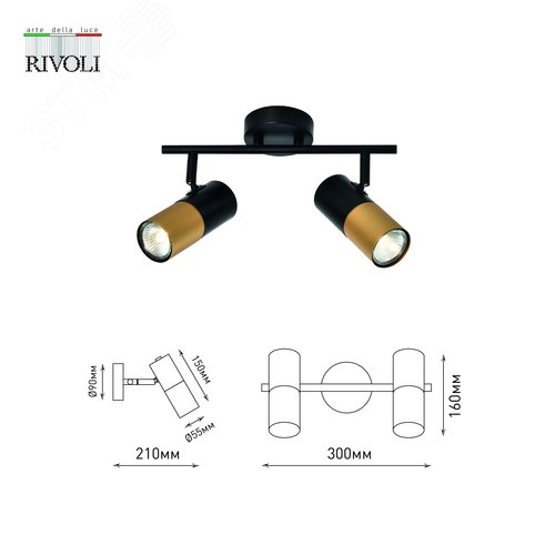 Светильник настенно-потолочный спот поворотный 2хGU10 15Вт 7073-702 Belladonna - фото 3