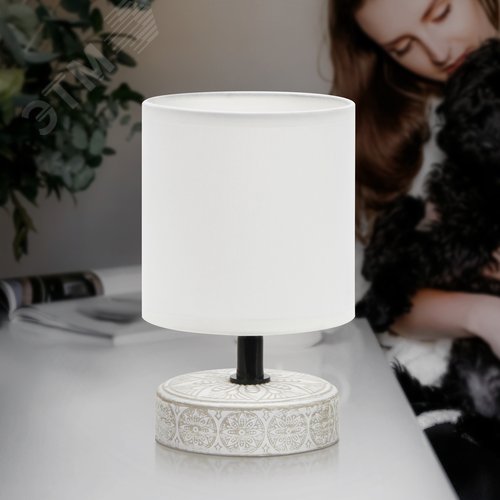 Лампа настольная Eleanor 7070-501 1 х Е14 40 Вт керамика бежевая, белая - фото 9