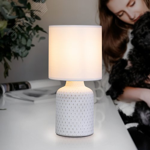 Лампа настольная Sabrina 7043-502 1 х Е14 40 Вт керамика белая с абажуром - фото 8