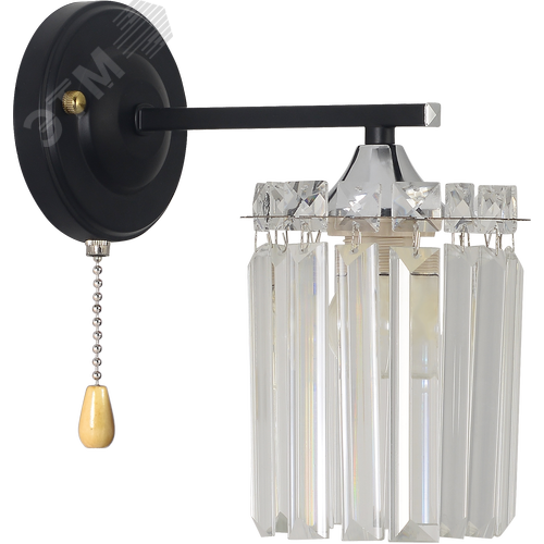 Светильник настенный (бра) с выключателем June 1062-401 1хЕ27 60 Вт хрусталь - фото 2