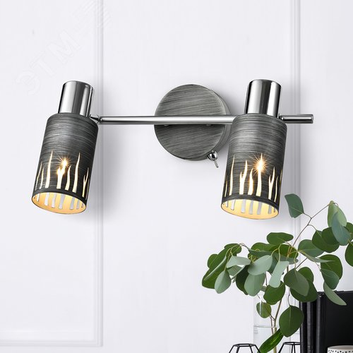 Светильник настенно-потолочный спот поворотный с выключателем модерн с 2хЕ14 40Вт 3123-312 Lethe - фото 4