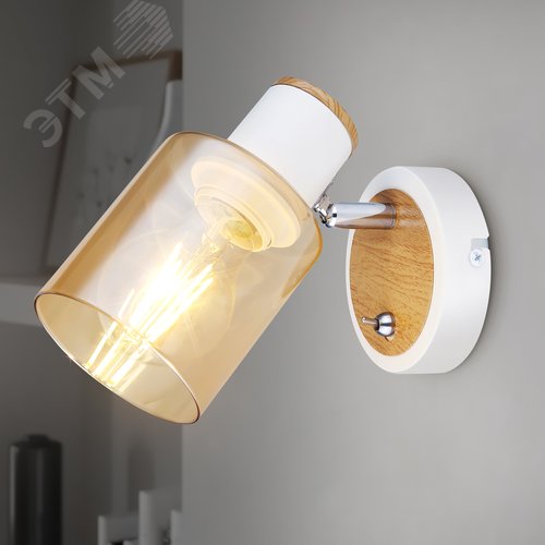 Светильник настенно-потолочный спот поворотный с выключателем 1хЕ27 40Вт 7057-701 Jamilly - фото 2