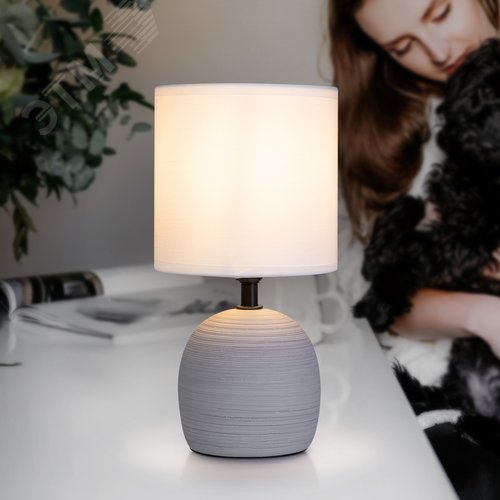 Лампа настольная Sheron 7044-501 х Е14 40 Вт керамика серая с абажуром - фото 7