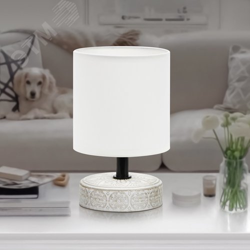 Лампа настольная Eleanor 7070-501 1 х Е14 40 Вт керамика бежевая, белая - фото 8