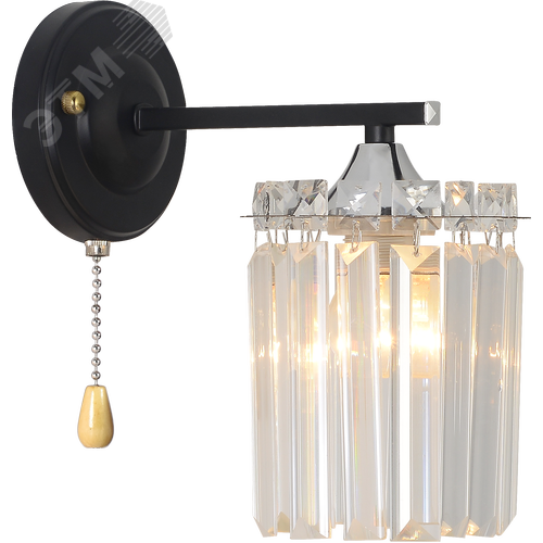 Светильник настенный (бра) с выключателем June 1062-401 1хЕ27 60 Вт хрусталь - фото 1