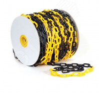 Изображение товара Пластиковая сигнальная цепь черно-желтая 8 мм 50 м бухта
