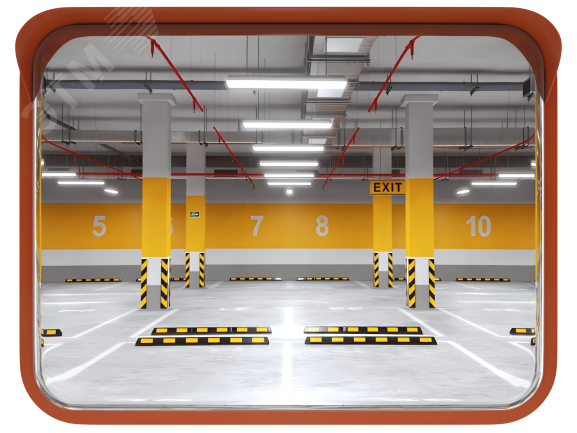 Изображение товара Зеркало сферическое прямоугольное с козырьком 600x800 мм из нержавеющей стали