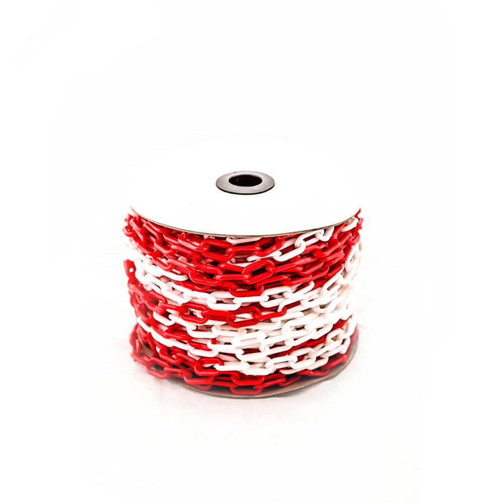 Изображение товара Пластиковая сигнальная цепь 50м красно-белая для ограждений