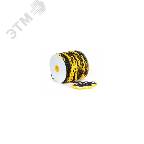 Изображение товара Цепь пластиковая сигнальная черно-желтая, 8мм, бухта 50м (боб)