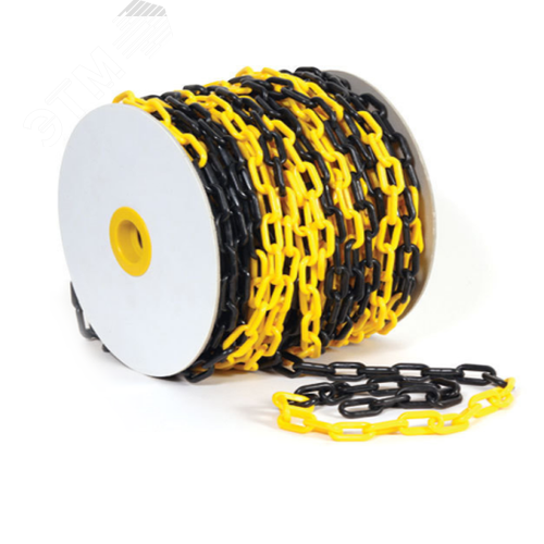 Изображение товара Цепь пластиковая сигнальная черно-желтая, 6мм, бухта 50м (шт)