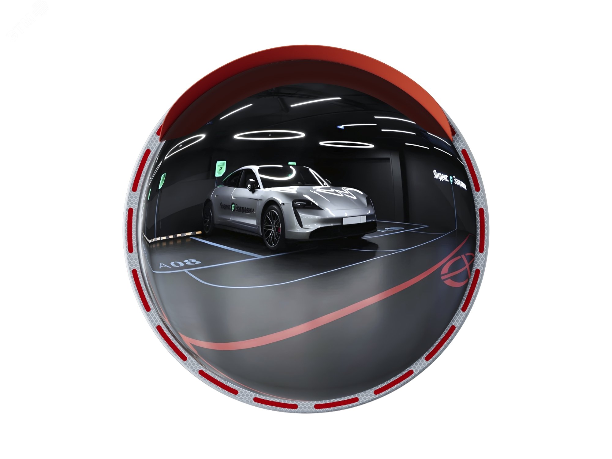 Изображение товара Зеркало сферическое с козырьком d 500 мм из нержавеющей стали для улицы