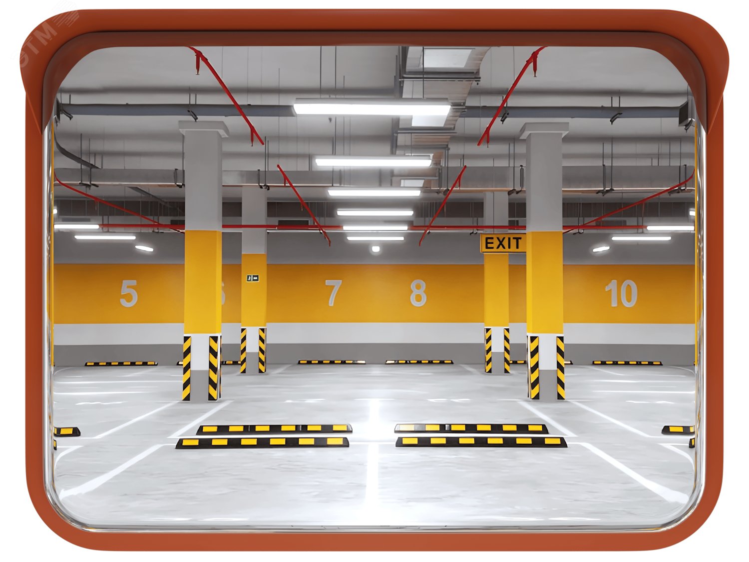 Изображение товара Зеркало сферическое прямоугольное с козырьком 450*600 мм из нержавеющей стали (шт)