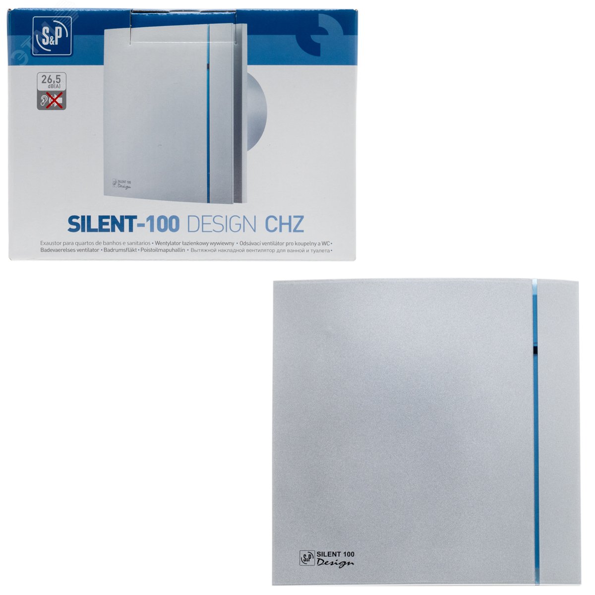 Вентилятор накладной Silent-100 CHZ Silver Design с датчиком влажности 03-0103-123 Soler & Palau - превью 5