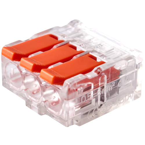 Клемма соединительная  3-контактная Elеctrodeel ED 230-613, сечение 0,5-6,0 мм2, 41А/450В (упаковка 60 штук)