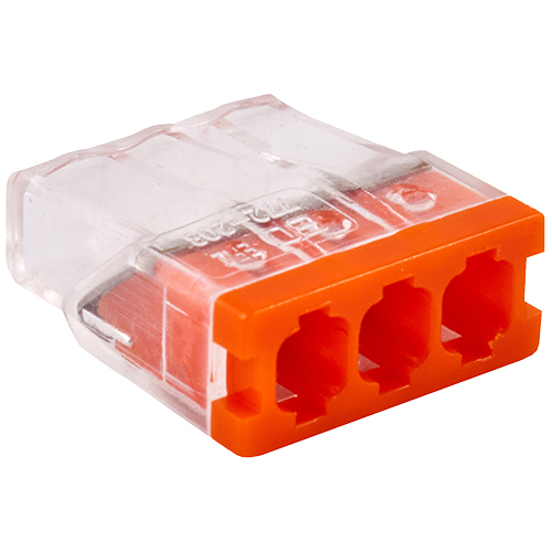 Клемма соединительная  3-контактная с пастой Elеctrodeel ED 772-203-b6, сечение 0,5-2,5 мм2, 24А/450В (упаковка 6 штук)