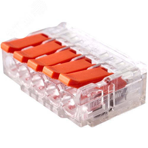 Изображение товара Клемма соединительная 5-контактная Elеctrodeel ED 230-615-b6, сечение 0,5-6,0 мм2, 41А/450В (упаковка 6 штук) (упак)