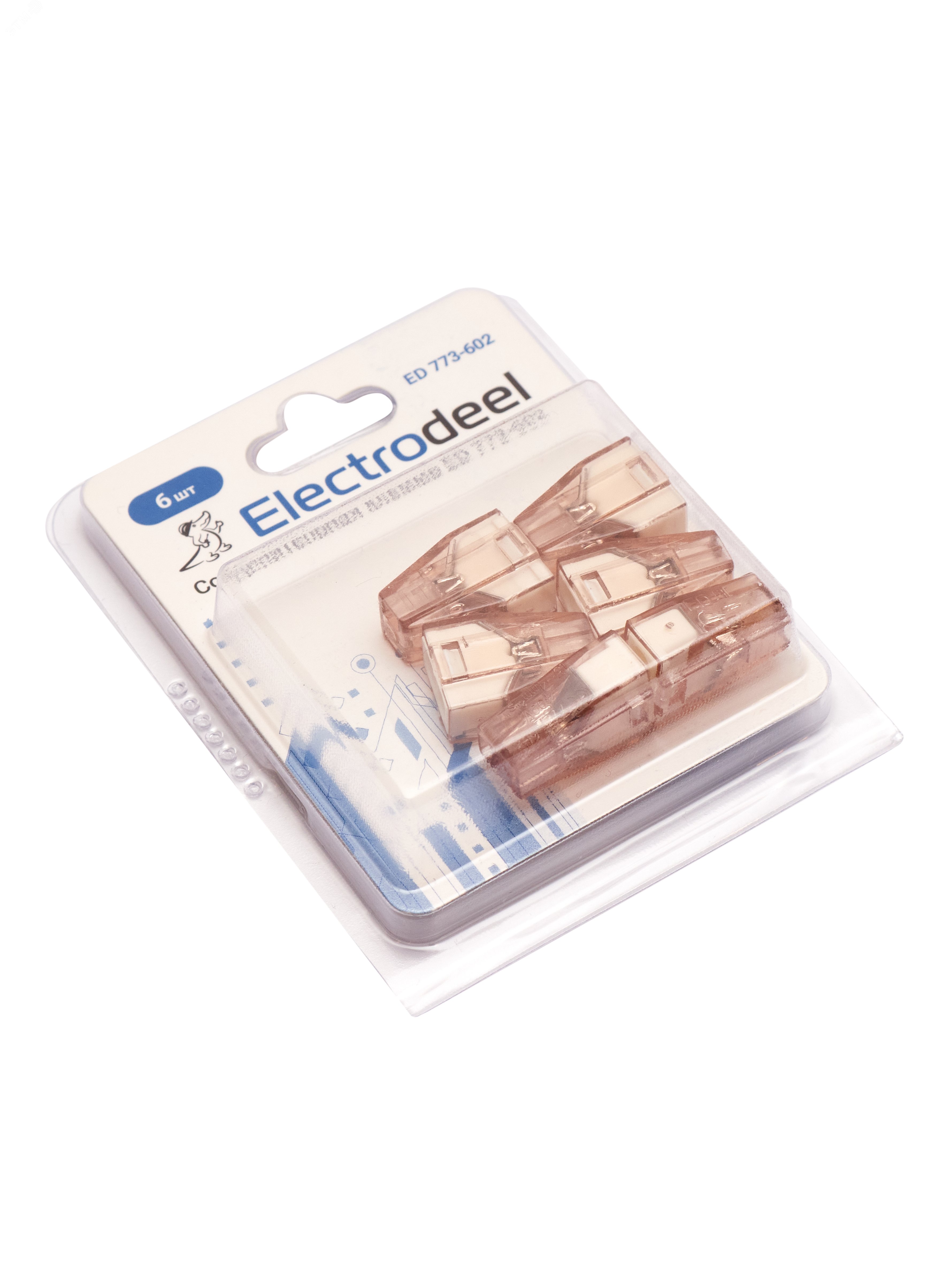 Изображение товара Клемма соединительная 2-контактная Elеctrodeel ED 773-602-b6, сечение 1,5-4,0 мм2, 32А/400В (упаковка 6 штук) (упак)