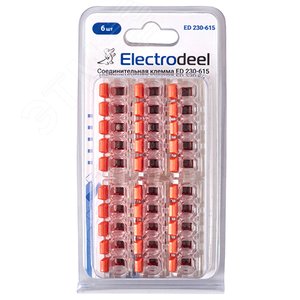 Клемма соединительная  5-контактная Elеctrodeel ED 230-615-b6, сечение 0,5-6,0 мм2, 41А/450В (упаковка 6 штук) - фото 4
