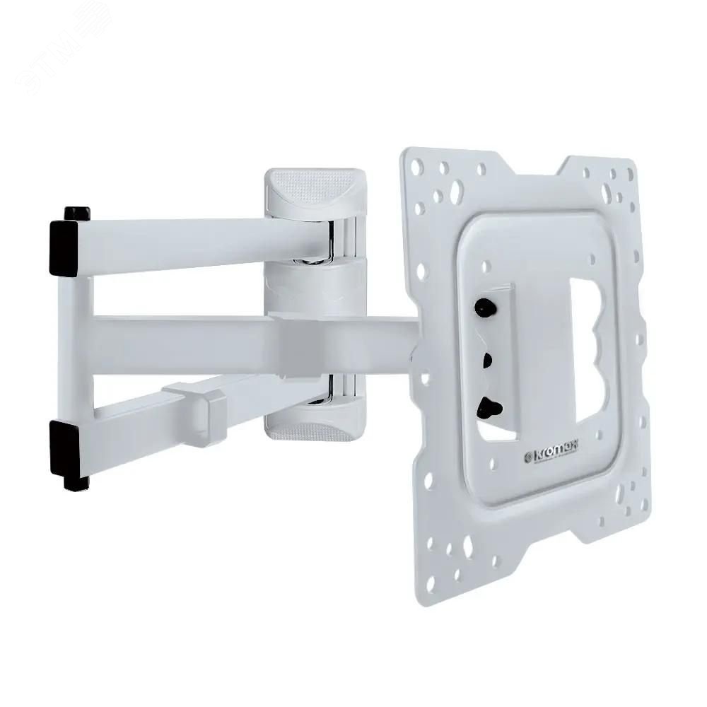 Изображение товара Kromax DIX-18: настенный кронштейн 22"-65", 40 кг, поворот 180°, наклон 15°, белый