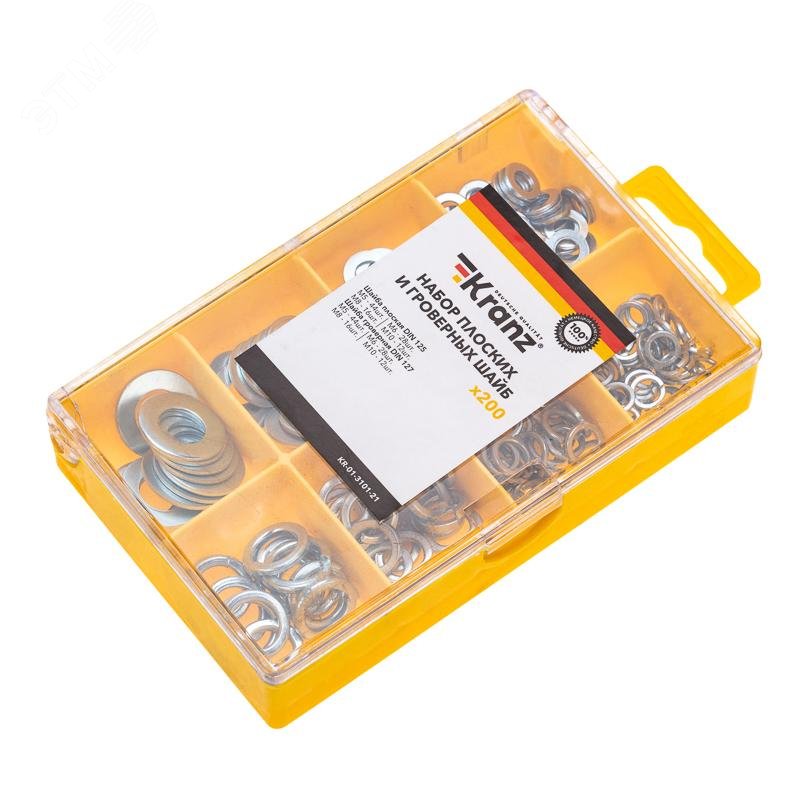 Изображение товара Набор плоских и гроверных шайб 200 шт. для М10 цинковое покрытие Китай