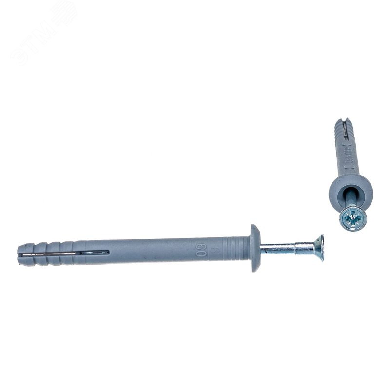 Изображение товара Дюбель-гвоздь грибовидный бортик. полипропилен 6х60мм (100 шт/уп) (упак)