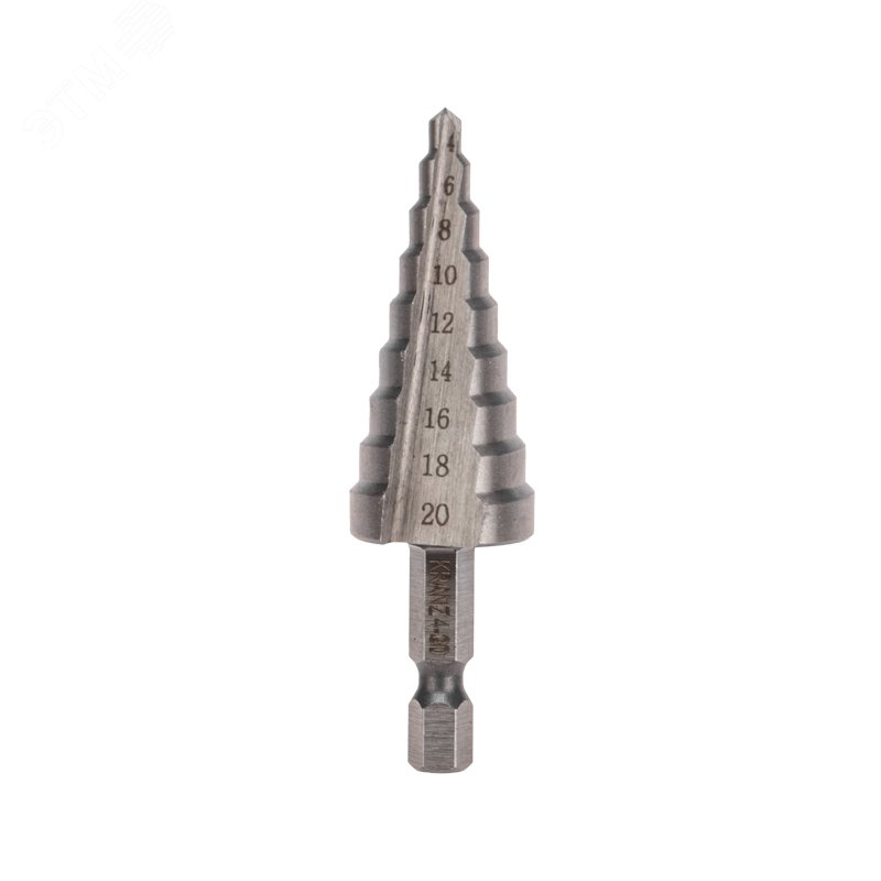 Изображение товара Ступенчатое сверло KRANZ 4-20 мм 76 мм для металла дерева пластика