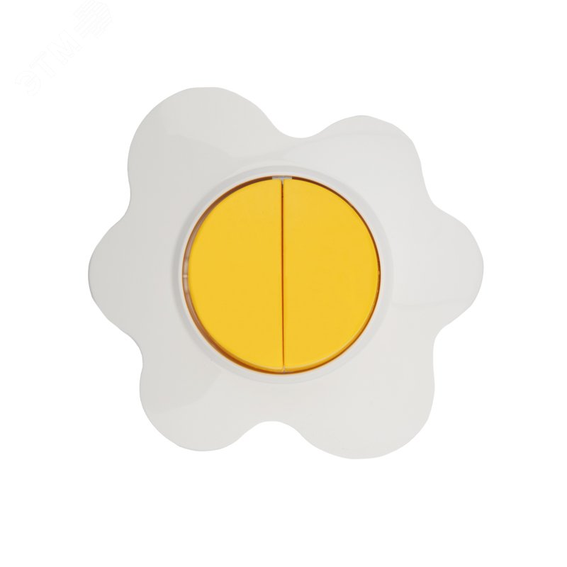 Выключатель двухклавишный KRANZ HAPPY Яичница скрытой установки, желтый/белый KR-78-0630 Kranz - превью