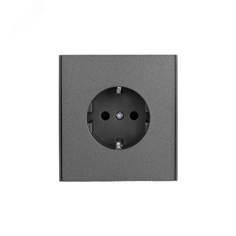 Изображение товара Розетка STRONG 1-ая с заземлением скрытой установки, со шторками 16А механизм графит (шт)