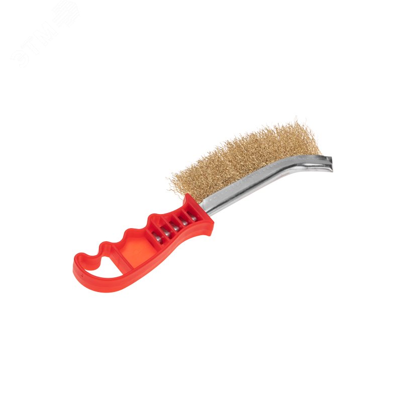 Изображение товара Щетка металлическая с пластиковой ручкой, витая латунированная проволока (шт)