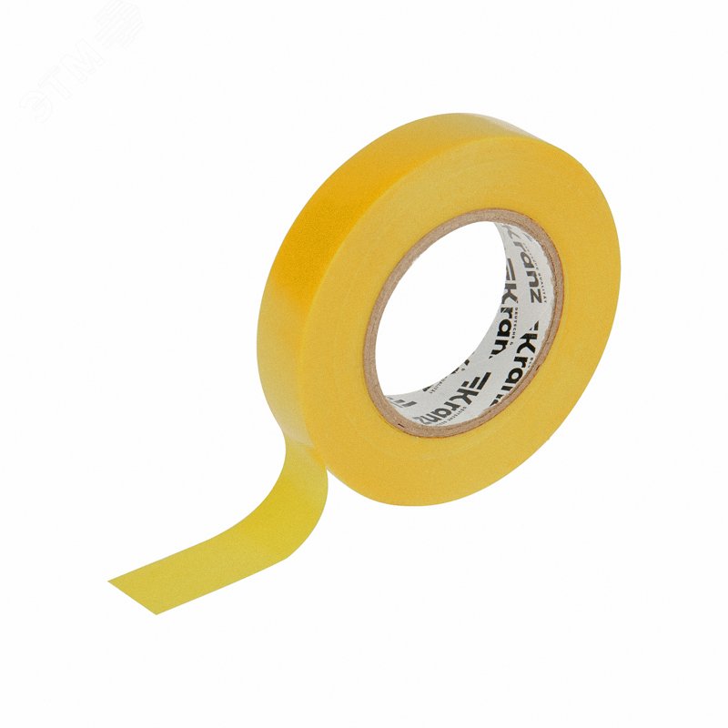 Изображение товара Изолента ПВХ KRANZ 0.13х15 мм 25 м желтая для электромонтажа