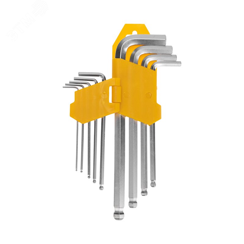 Набор ключей имбусовых HEX 1,5-10 мм, CrV, 9 шт., удлиненные, с шаром KR-12-5211 Kranz - превью 4