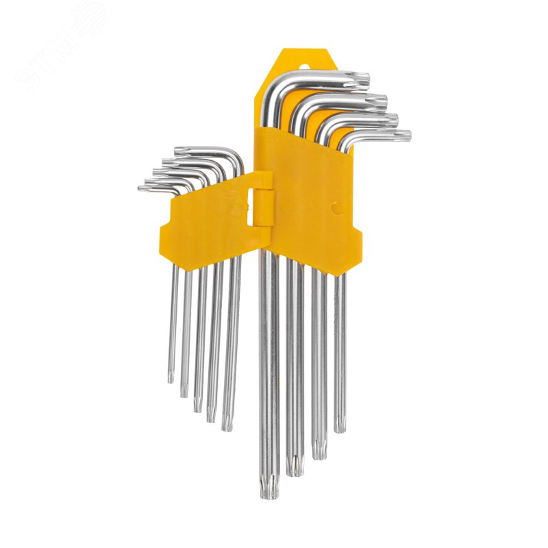 Набор ключей имбусовых Tamper-Torx 9 шт., ТТ10-ТТ50, закаленные, удлиненные, никель KR-12-5221 Kranz - превью 2