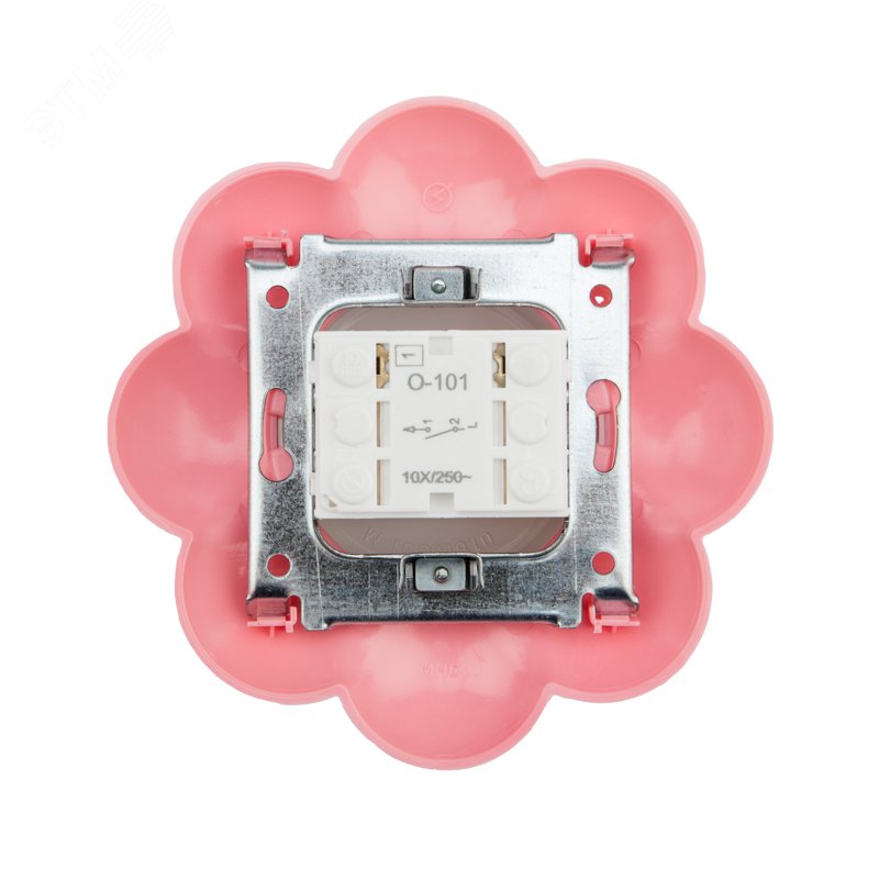 Выключатель одноклавишный KRANZ HAPPY Цветок скрытой установки, белый/розовый KR-78-0623 Kranz - превью 3