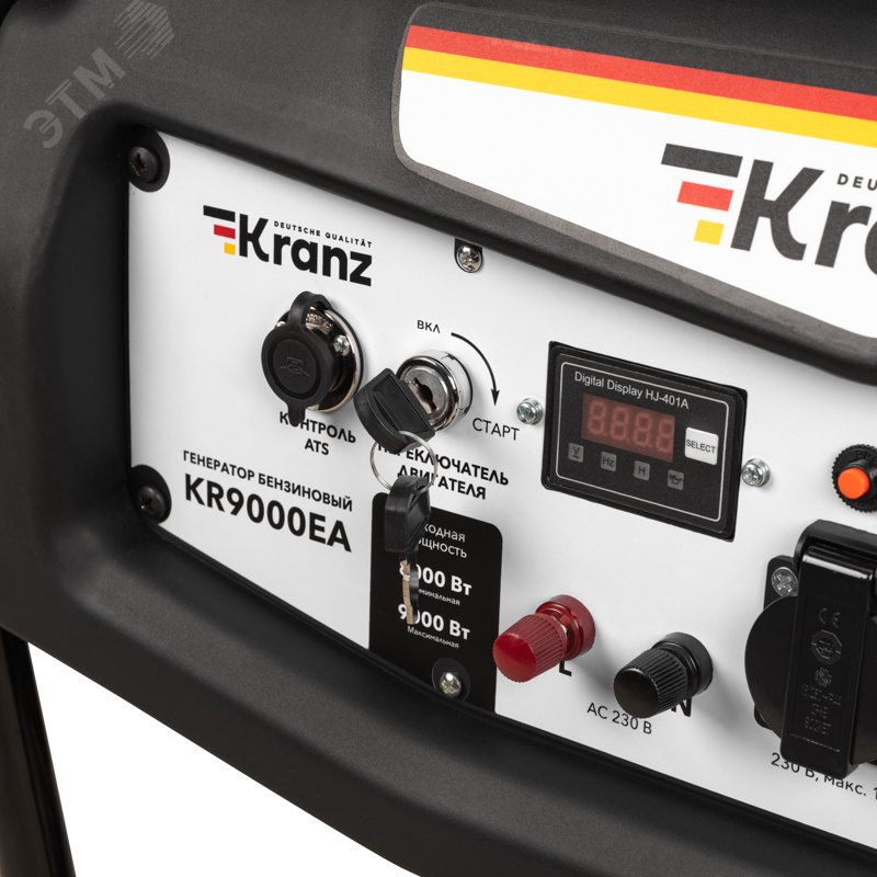 Генератор бензиновый KR9000EA, 9,0кВт, 230В, 25л, коннектор автоматики, электростартер KR-16-1138 Kranz - превью 3