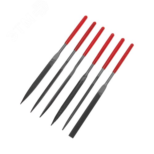 Изображение товара Набор надфилей 160х4 мм, 6 шт., обрезиненные рукоятки (шт)