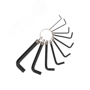 Набор ключей имбусовых HEX 1,5-10 мм, CrV, 10 шт., оксидированные, на кольце
