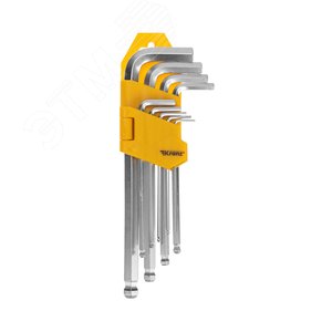 Набор ключей имбусовых HEX 1,5-10 мм, CrV, 9 шт., удлиненные, с шаром