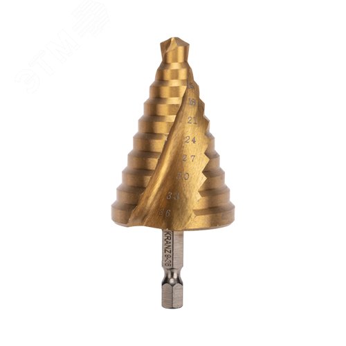 Изображение товара Сверло по металлу ступенчатое 9.0-36.0 мм 110 мм 65 HRC Р6М5 TiN (шт)