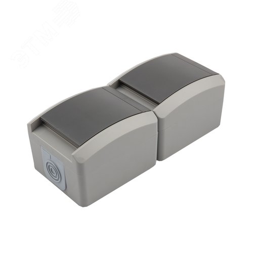 Изображение товара Блок вертикальный 2 розетки INDUSTRIAL IP54 с заземлением, о/у, серый (шт)