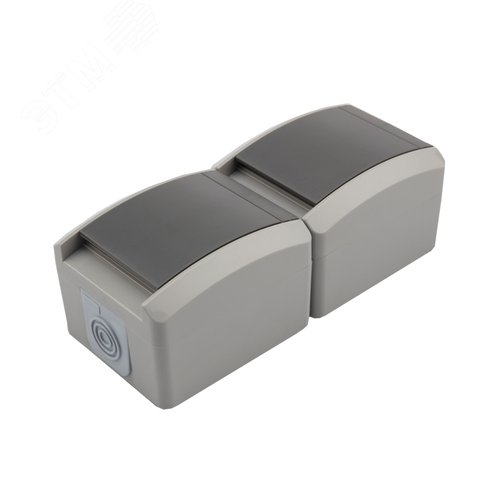 Изображение товара Блок вертикальный 2 розетки (керамика) INDUSTRIAL IP54 с заземлением, о/у, серый (шт)