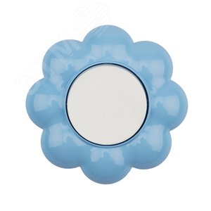 Выключатель одноклавишный KRANZ HAPPY Цветок скрытой установки, белый/голубой