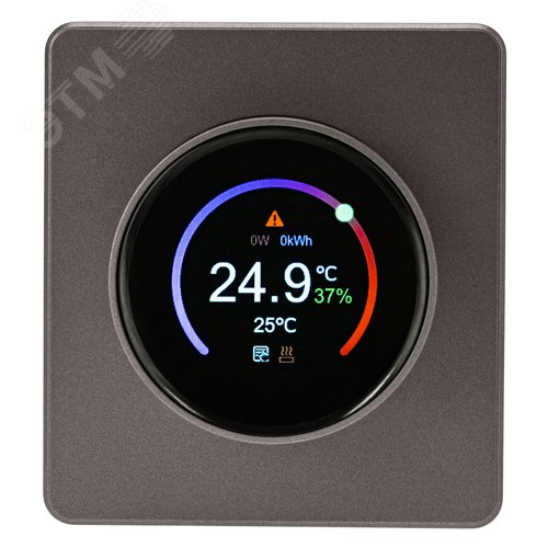 Изображение товара ROUND Термостат электронный с индикацией Wi-Fi скрытой установки титан (шт)