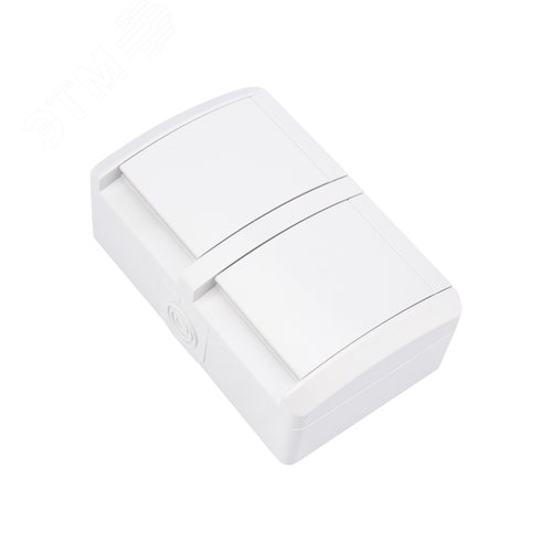 Изображение товара Блок горизонтальный 2 розетки INDUSTRIAL IP54 с заземлением, о/у, белый (шт)